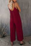 Spaghetti Straps Wide Leg Pocketed Jumpsuits