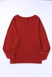 Red Solid Color Patchwork Long Sleeve Top