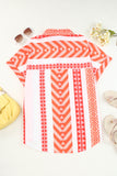 Geometric Striped Buttoned Short Sleeve Shirt