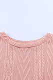 Haut en tricot texturé à manches épissées et paillettes léopard rose