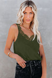 Solid Lace Splicing Tank Top