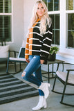 Stripe Oversized Contrast Printed Dropped Shoulder Top