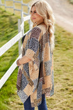 Leopard Color Block Open Front Kimono