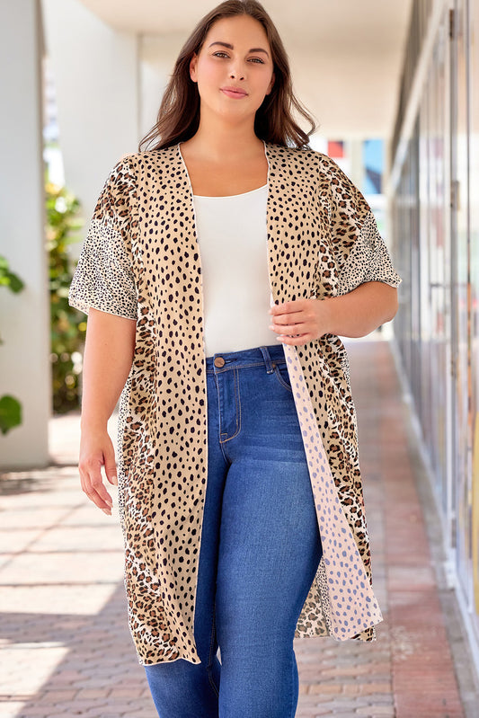 Plus Size Color Block Flowy Kimono