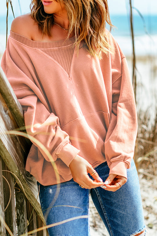 Sweat-shirt à épaules tombantes et poche kangourou