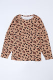 Pink Animal Print Stitching Loose Long Sleeve Top