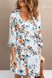 Dainty Floret Print Button Up High Waist Mini Dress