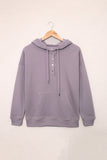 Snap Button Pullover Hoodie with Pocket