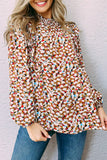 Abstract Print Bubble Sleeves Loose Blouse