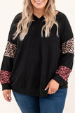 Plus Size Leopard Patchwork Strappy Neck Top