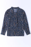 Leopard Sheer Button Front Long Sleeve Shirt