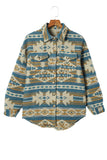 Multicolor Plus Size Flap Pockets Aztec Print Jacket