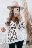 Leopard Patchwork V Neck Long Sleeve Top