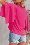 Plain Flounce Bell Sleeve V Neck Blouse