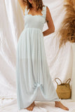 Ruffled Straps Smocked Bodice Maxi Dress