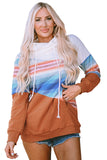 Striped Colorblock Pocketed Hoodie