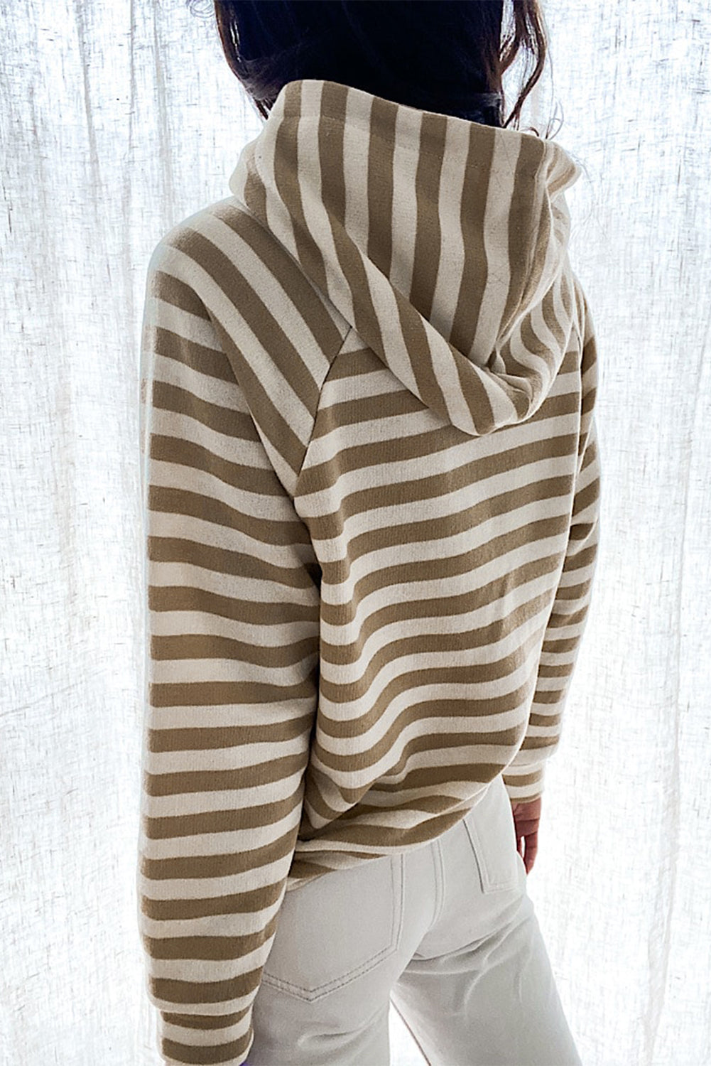 Striped Loose Pullover Hooded Sweatshirt