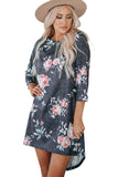 Vintage Floral 3/4 Sleeves T-shirt Dress