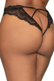 Culotte noire grande taille en dentelle festonnée Peekaboo