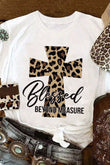 Blessed Leopard Cross Graphic T Shirt