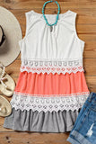 Crochet Lace Trim Color Block Tank Top