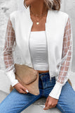 Latticed Mesh Sleeve Zip Up Bomber Jacket