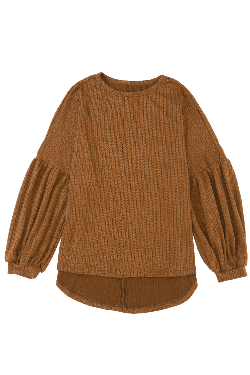 Faux Knit Jacquard Puffy Long Sleeve Top