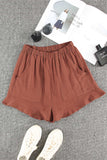 High Waist Pocketed Ruffle Shorts