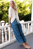 Wide Leg Drawstring Waist Loose Pants