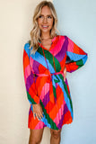 Mini-robe taille haute plissée à lacets multicolores