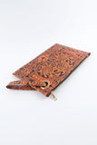 Vintage Floral Print PU Leather Wristlet Clutch