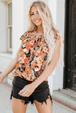 Floral Flutter Sleeves Square Neck Blouse