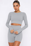 Long Sleeve Seamless Crop Smoke