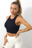 Ribbed Knit Cropped Yoga Sports Vest