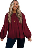 Faux Knit Jacquard Puffy Long Sleeve Top