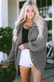 Oversized Turndown Collar Pocketed Cardigan