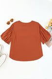 Joint Bubble Sleeve Round Neck Blouse