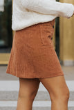 Buttons Front Corduroy Mini Skirt