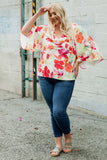 Floral Print Cowl Neck Plus Size Blouse