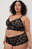 Ensemble de lingerie noir en dentelle semi-transparente de grande taille