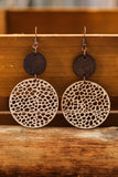 Hollow Out Wooden Round Drop Earrings