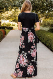 Contrast Floral Empire Waist Maxi Dress