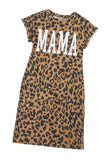 Robe t-shirt fendue léopard MAMA avec lettres imprimées