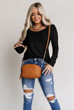 Lace Crochet V Neck Long Sleeve Top