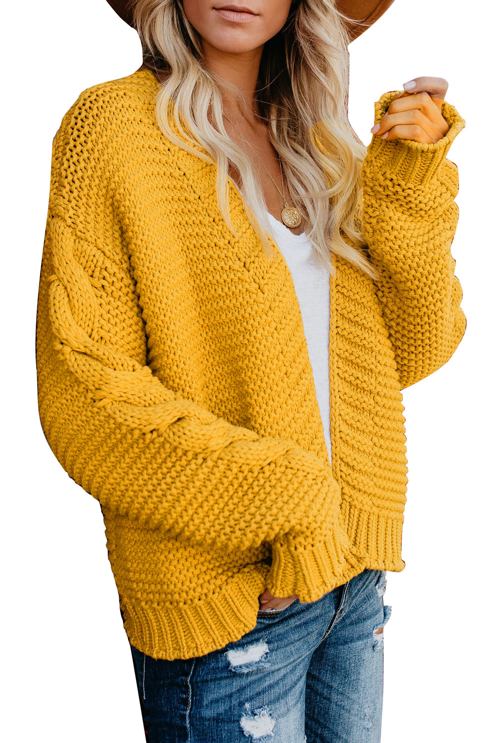 Open Front Chunky Knit Cardigan