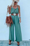 Solid Color Spaghetti Straps Wide Leg Jumpsuit