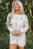 Floral Print Long Sleeve Top and Shorts Lounge Set