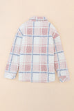 Checker Print Turn Down Collar Sherpa Shacket