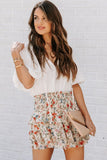 Smocked High Waist Ruffle Tiered Floral Skirt