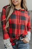 Christmas Plaid Striped Patchwork Drawstring Hoodie